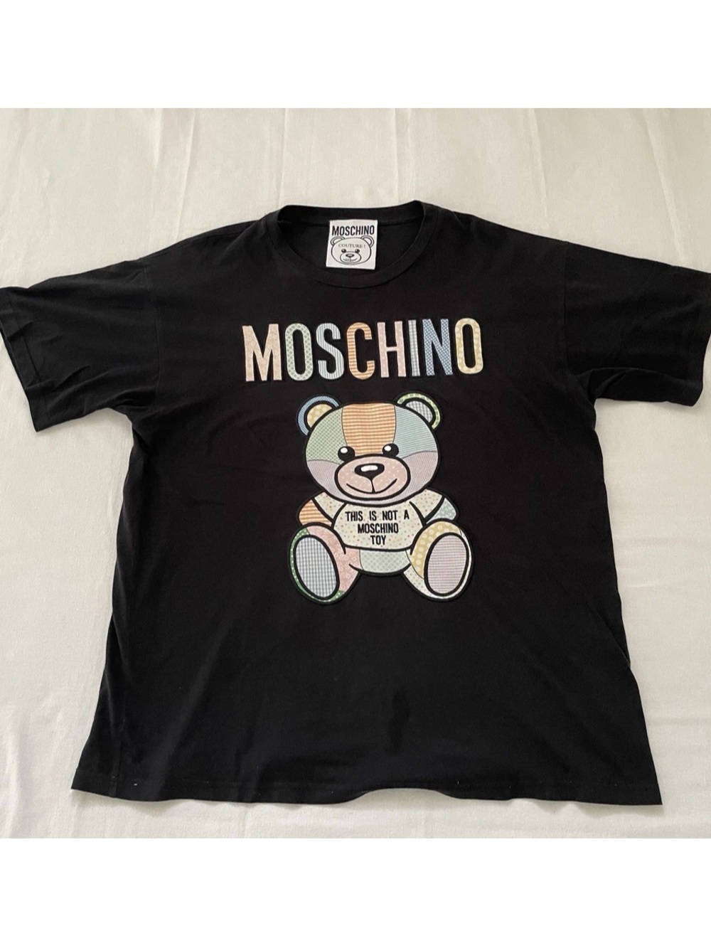 Moschino Couture Teddy Bear T-Shirt Men L Black Organic Cotton Made Portugal